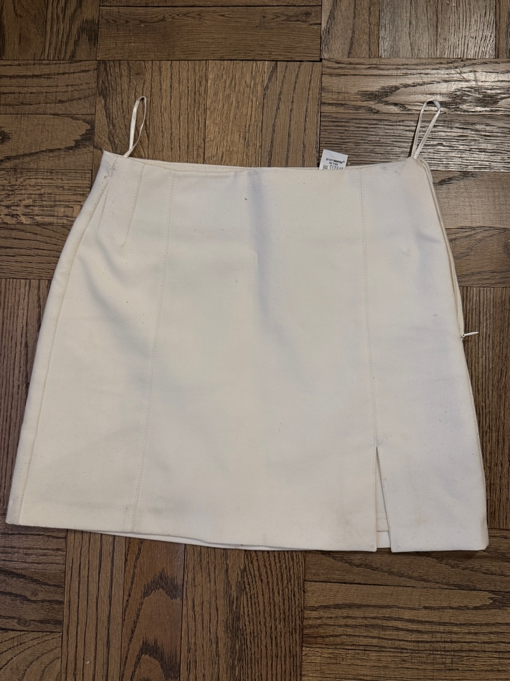 Zara Cream Mini Skirt with Front Slit